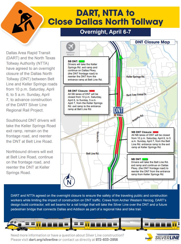 Overnight Closure of Dallas North Tollway Planned for April 6 to Set New  Pedestrian Bridge