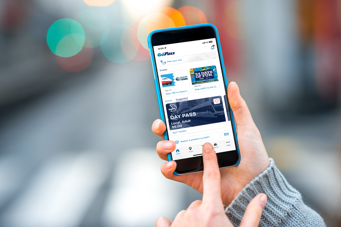 Rider scheduling ride using DART Go Pass App