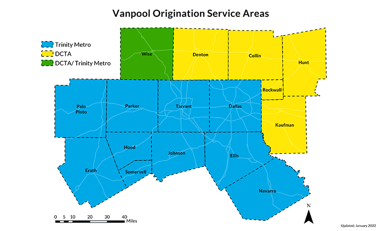 Vanpool Origination Service Areas